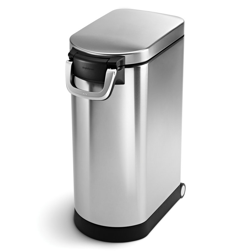 simplehuman Kitchen XLarge Pet Food Can, Brushed Stainless Steel 44 lb Food Storage Container